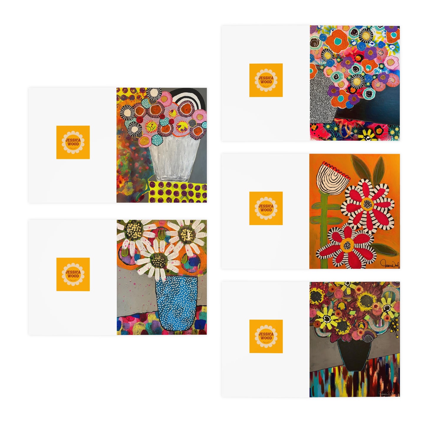 Jessica Wood Artist Greeting Cards Set (5-Pack)