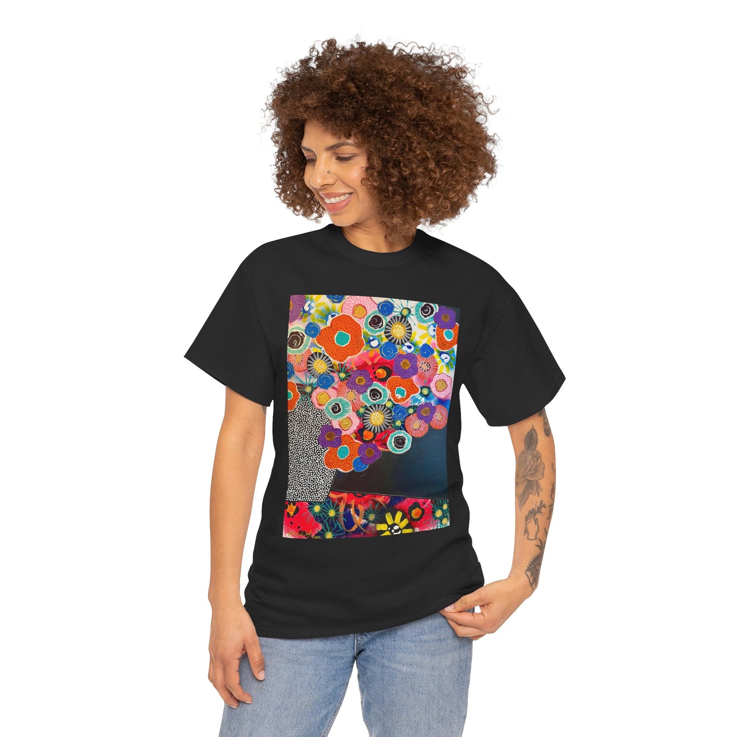 Floral Still Life Tee by Jessica Wood Artist - Unisex Heavy Cotton T-Shirt