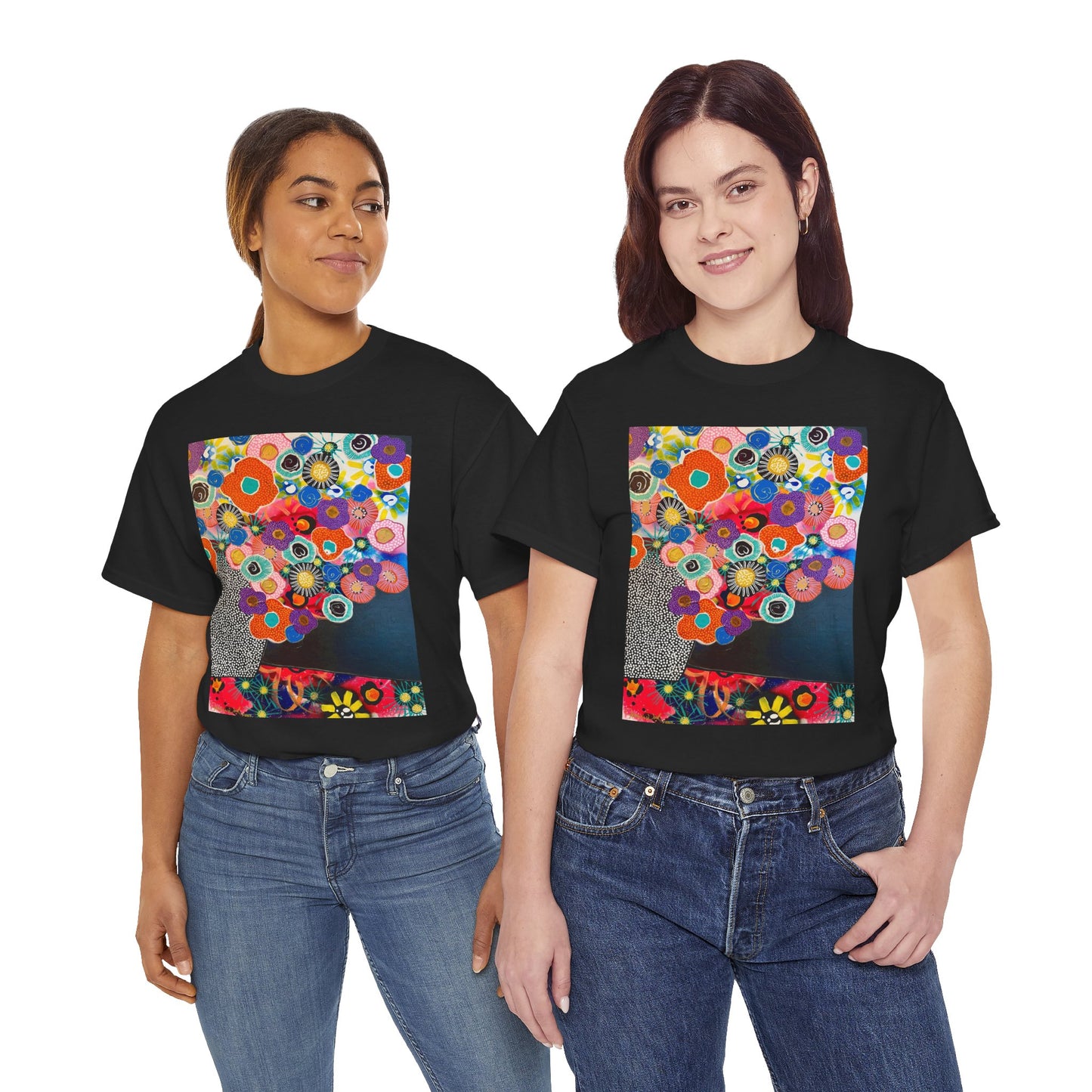 Floral Still Life Tee by Jessica Wood Artist - Unisex Heavy Cotton T-Shirt