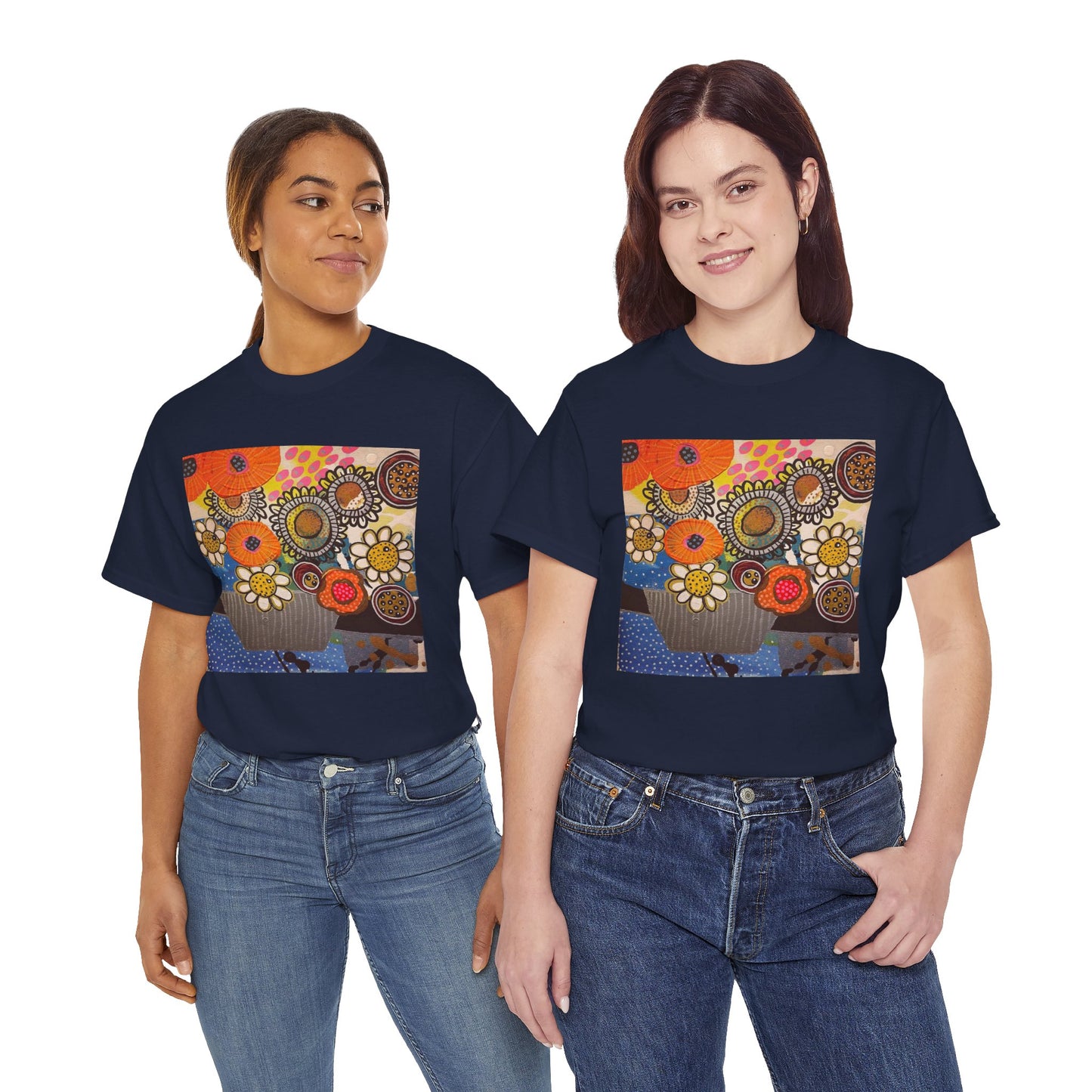 Floral Still Life Tee by Jessica Wood Artist - Unisex Heavy Cotton T-Shirt