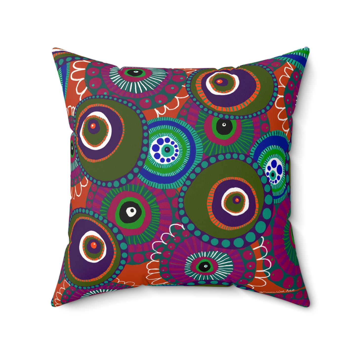 Jessica Wood Artist, Abstract Floral, Double Sided, Faux Suede Square Pillow