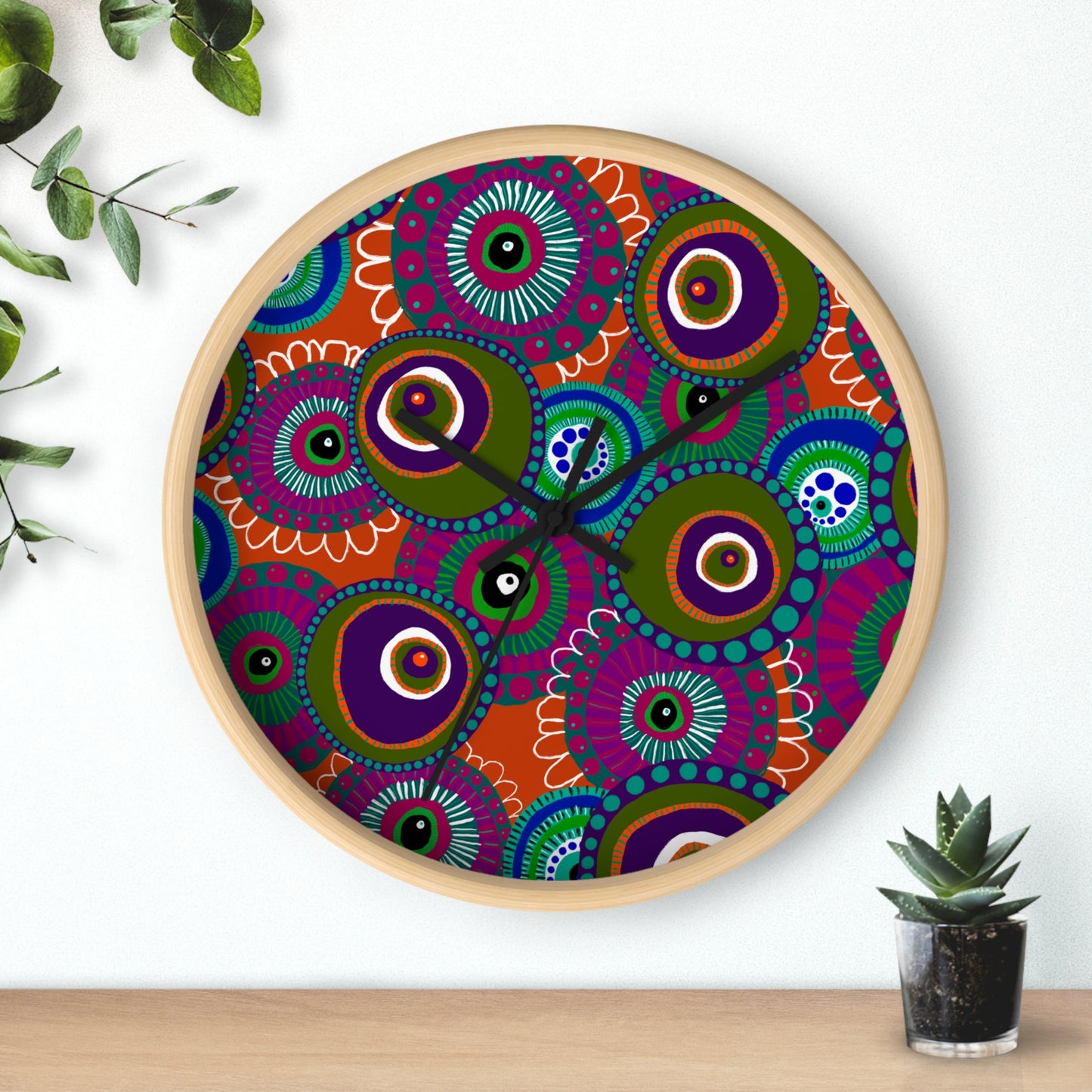 Jessica Wood Artist Floral Art Wall Clock
