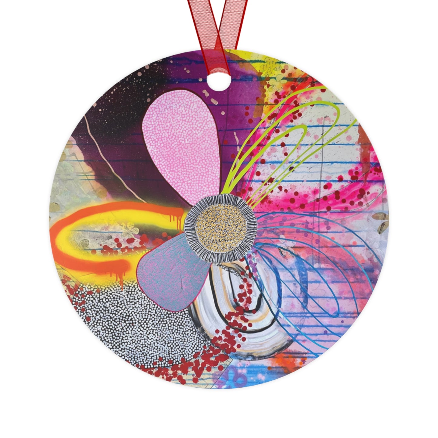 Jessica Wood Artist Floral Metal Holiday Ornament