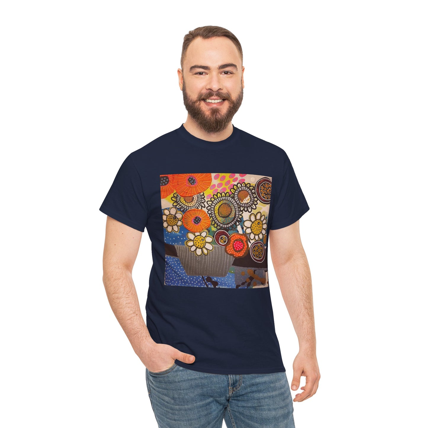 Floral Still Life Tee by Jessica Wood Artist - Unisex Heavy Cotton T-Shirt