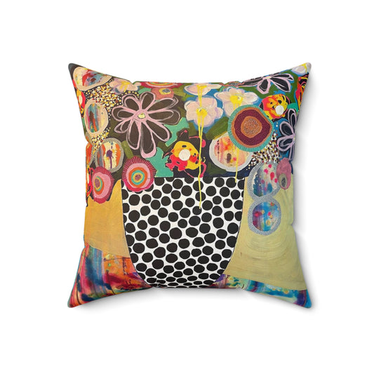 Jessica Wood Artist, Abstract Floral, Double Sided, Faux Suede Square Pillow