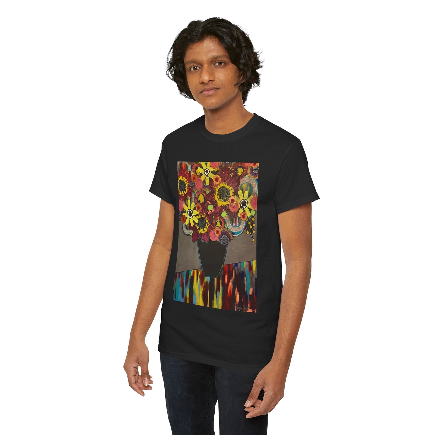 Floral Still Life Tee by Jessica Wood Artist - Unisex Heavy Cotton T-Shirt