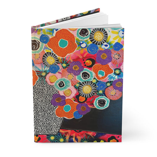 Modern Floral Hardcover Journal — Colorful Abstract Flower Art Notebook