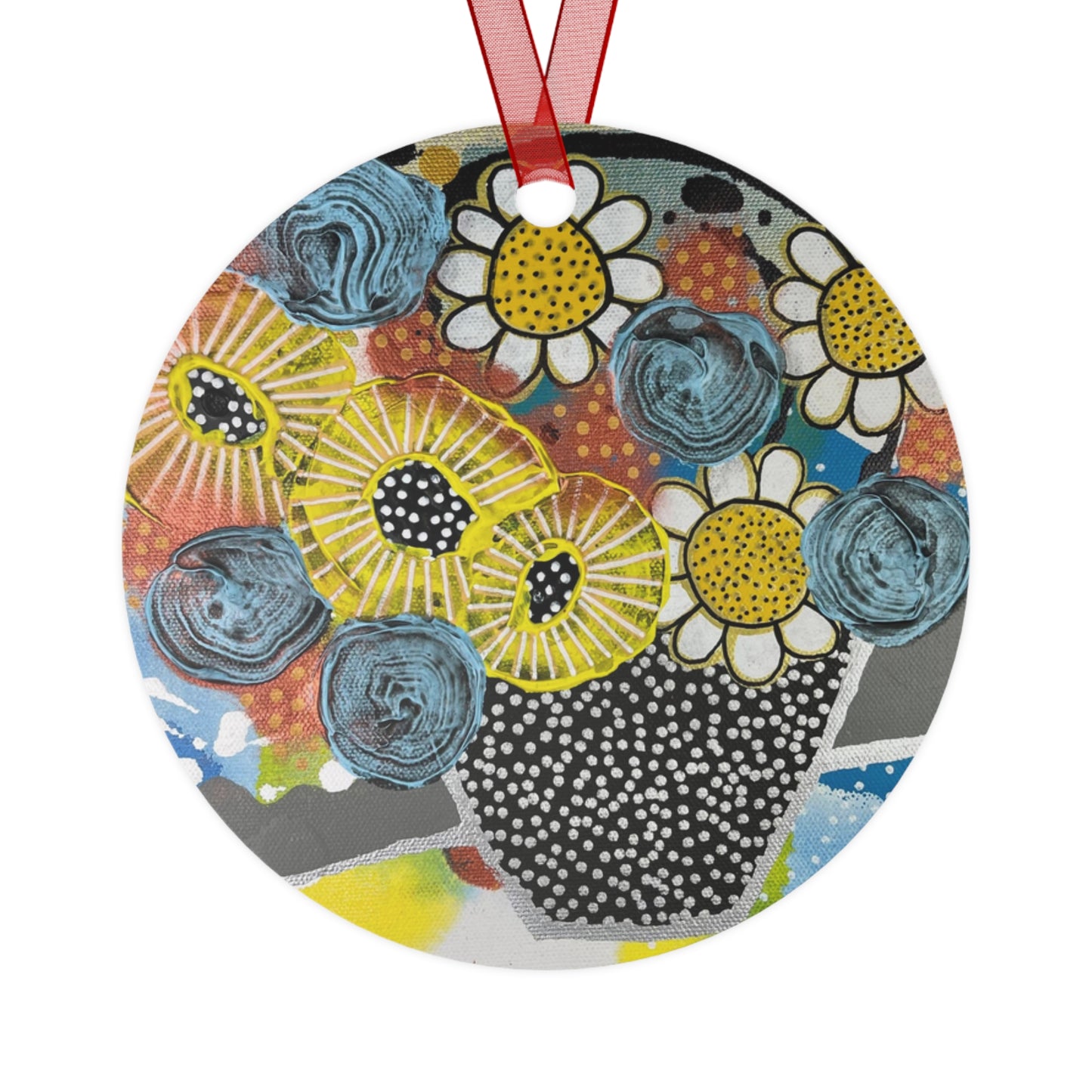 Jessica Wood Artist Floral Metal Holiday Ornament