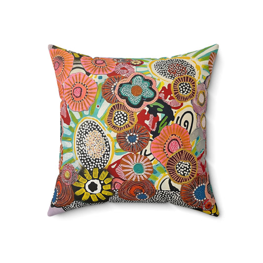 Jessica Wood Artist, Abstract Floral, Double Sided, Faux Suede Square Pillow