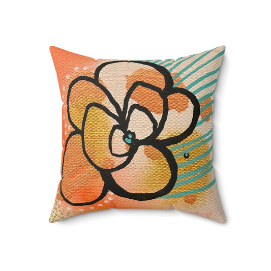 Jessica Wood Artist, Abstract Floral, Double Sided, Faux Suede Square Pillow