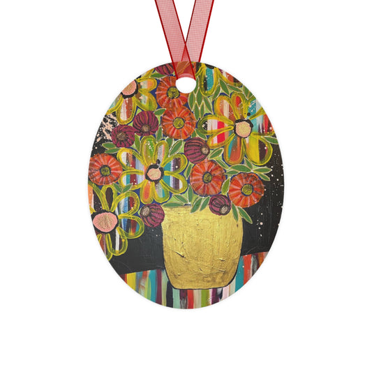 Jessica Wood Artist Floral Metal Holiday Ornament