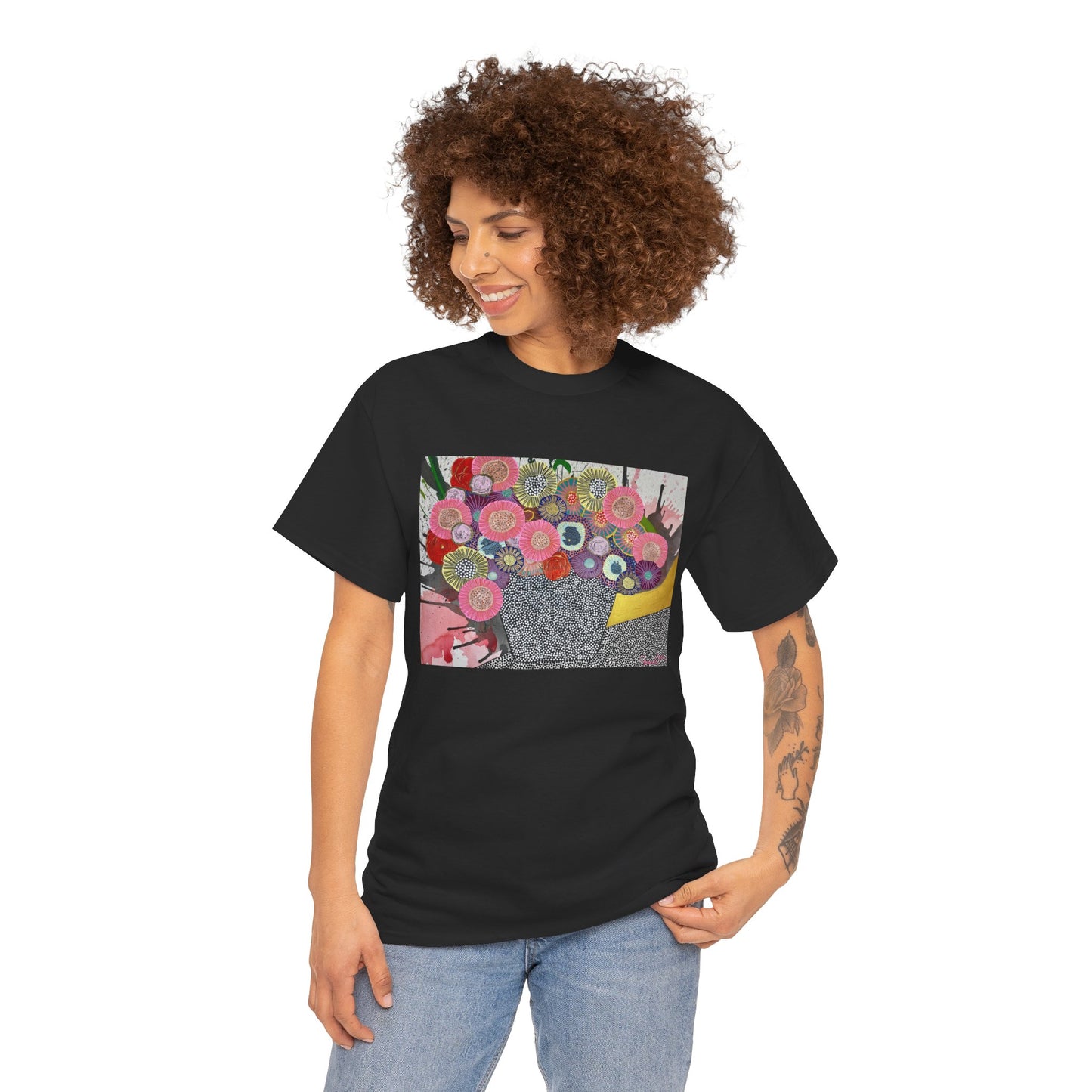 Floral Still Life Tee by Jessica Wood Artist - Unisex Heavy Cotton T-Shirt