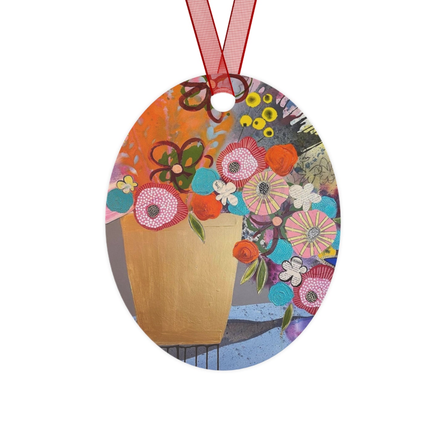 Jessica Wood Artist Floral Metal Holiday Ornament