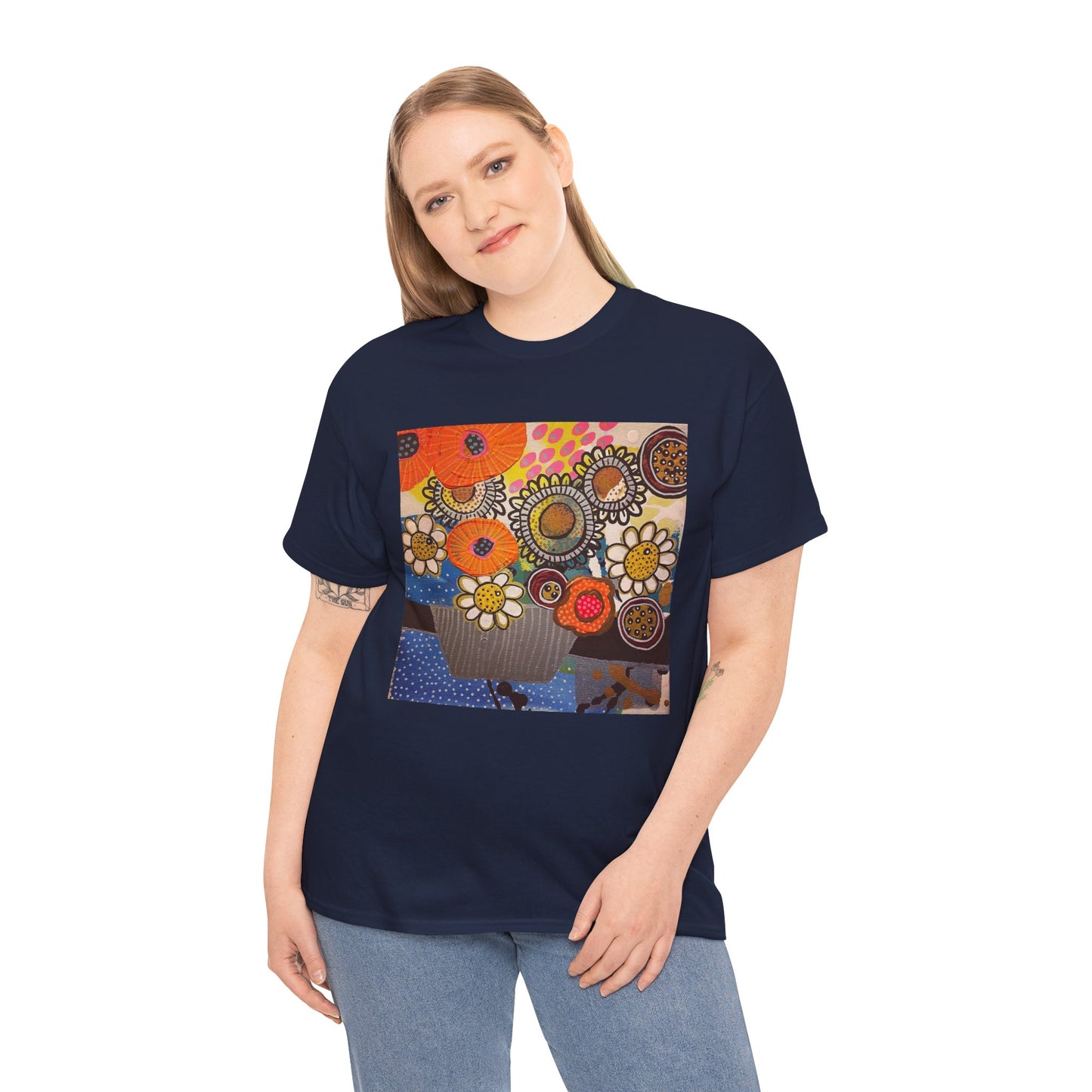 Floral Still Life Tee by Jessica Wood Artist - Unisex Heavy Cotton T-Shirt