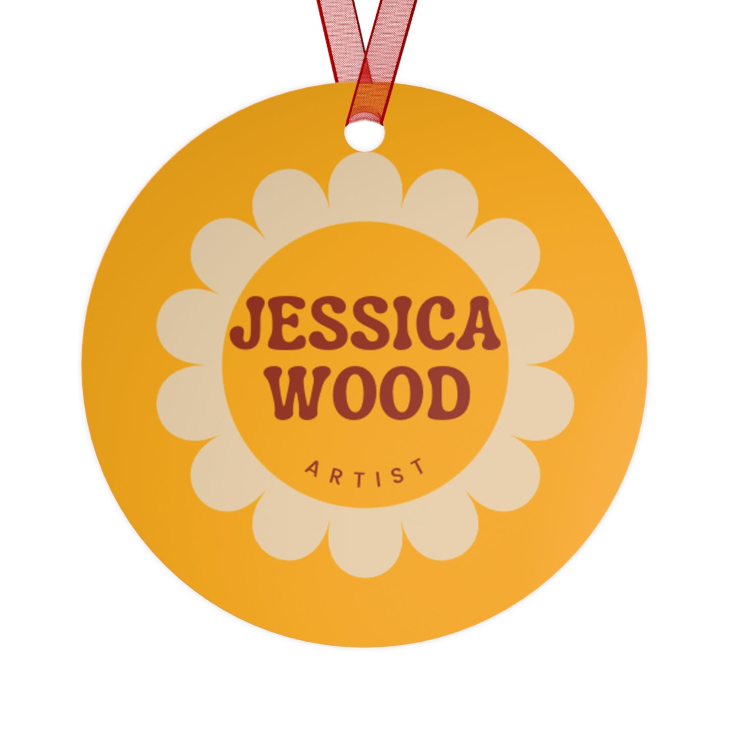 Jessica Wood Artist Floral Metal Holiday Ornament