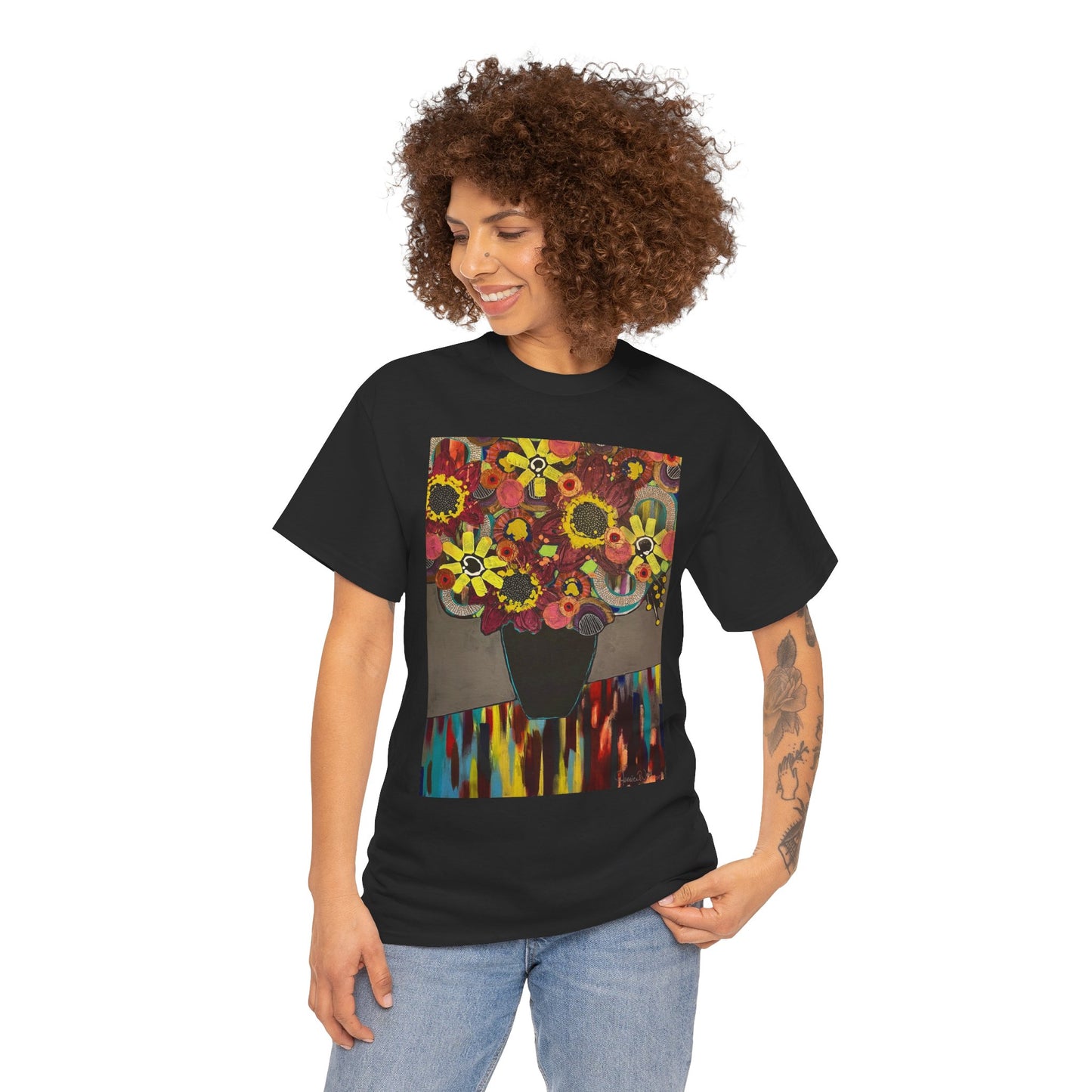 Floral Still Life Tee by Jessica Wood Artist - Unisex Heavy Cotton T-Shirt