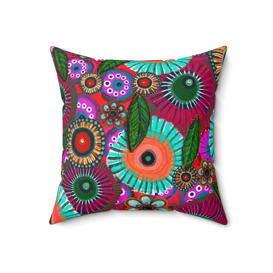 Jessica Wood Artist, Abstract Floral, Double Sided, Faux Suede Square Pillow