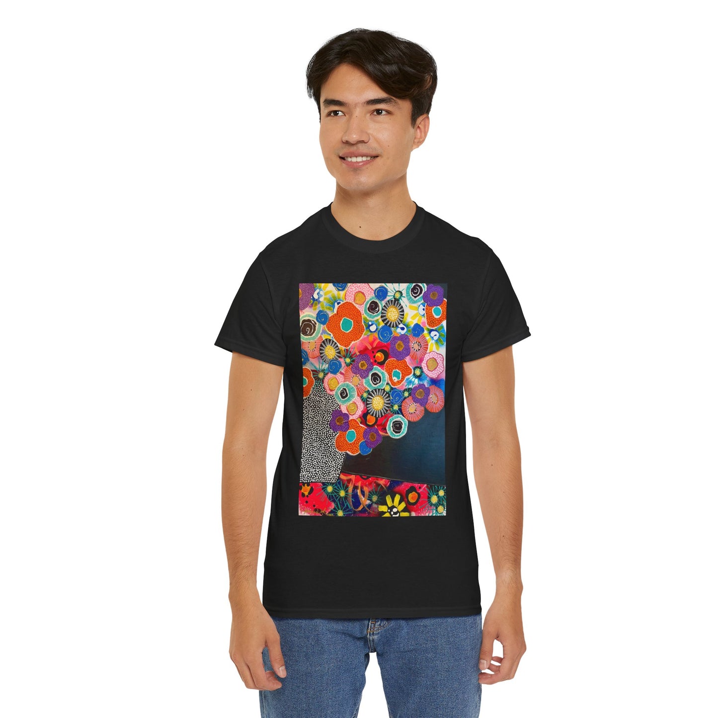 Floral Still Life Tee by Jessica Wood Artist - Unisex Heavy Cotton T-Shirt