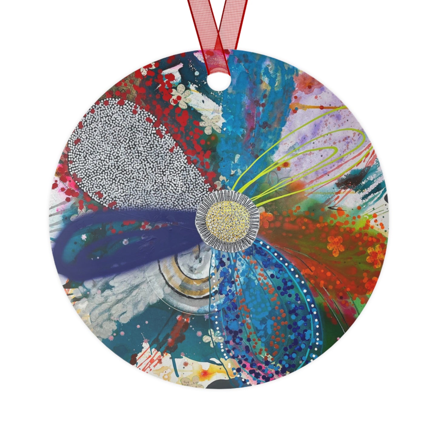 Jessica Wood Artist Floral Metal Holiday Ornament