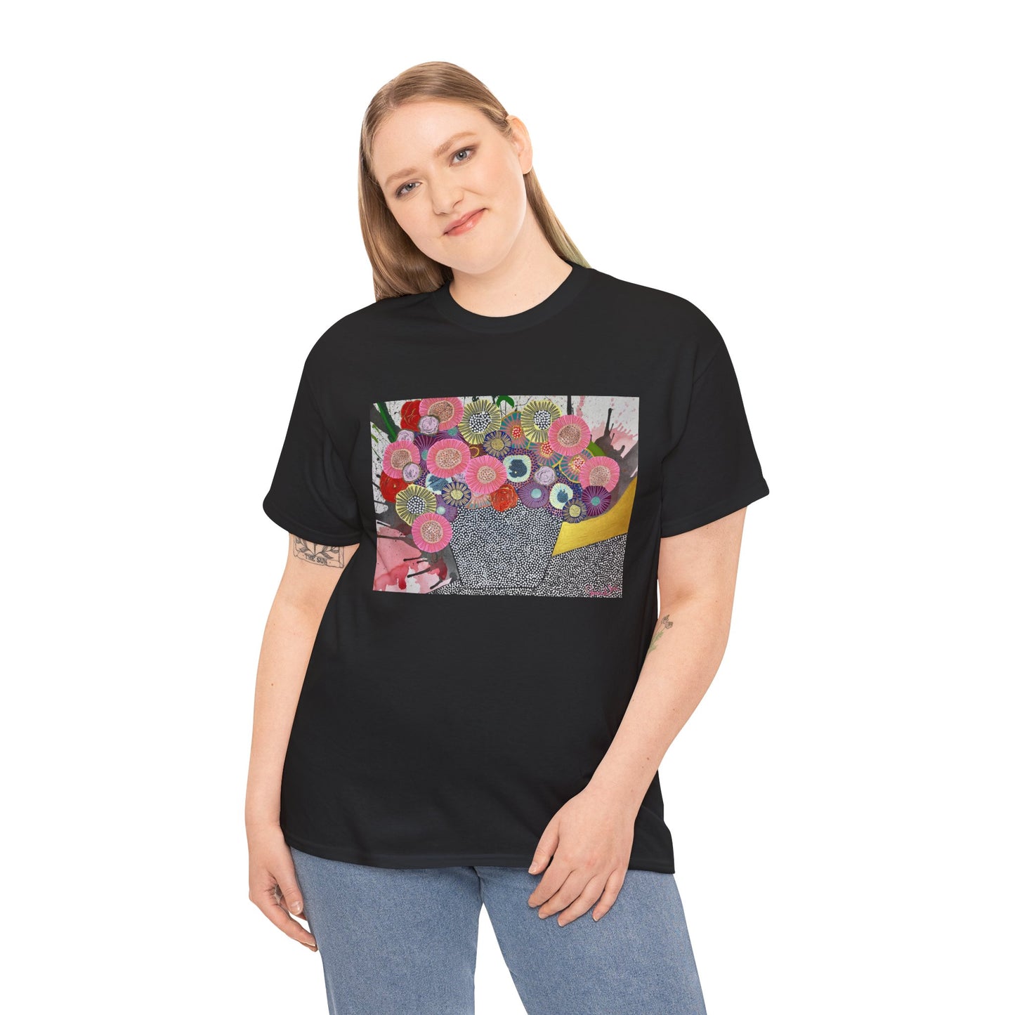 Floral Still Life Tee by Jessica Wood Artist - Unisex Heavy Cotton T-Shirt