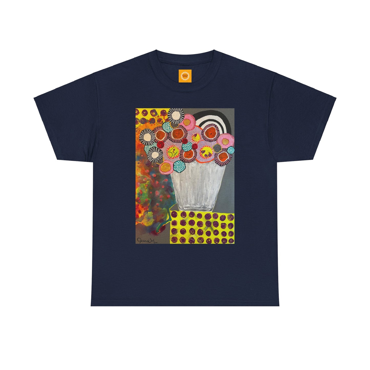 Floral Still Life Tee by Jessica Wood Artist - Unisex Heavy Cotton T-Shirt