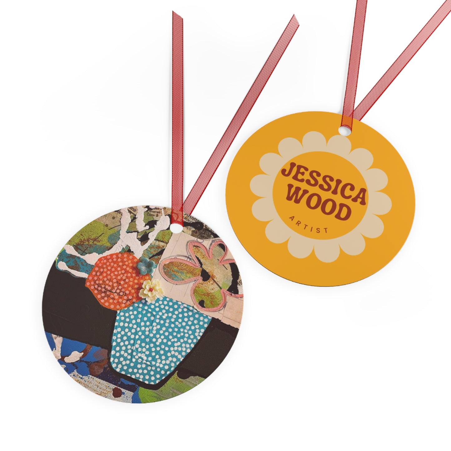 Jessica Wood Artist Floral Metal Holiday Ornament
