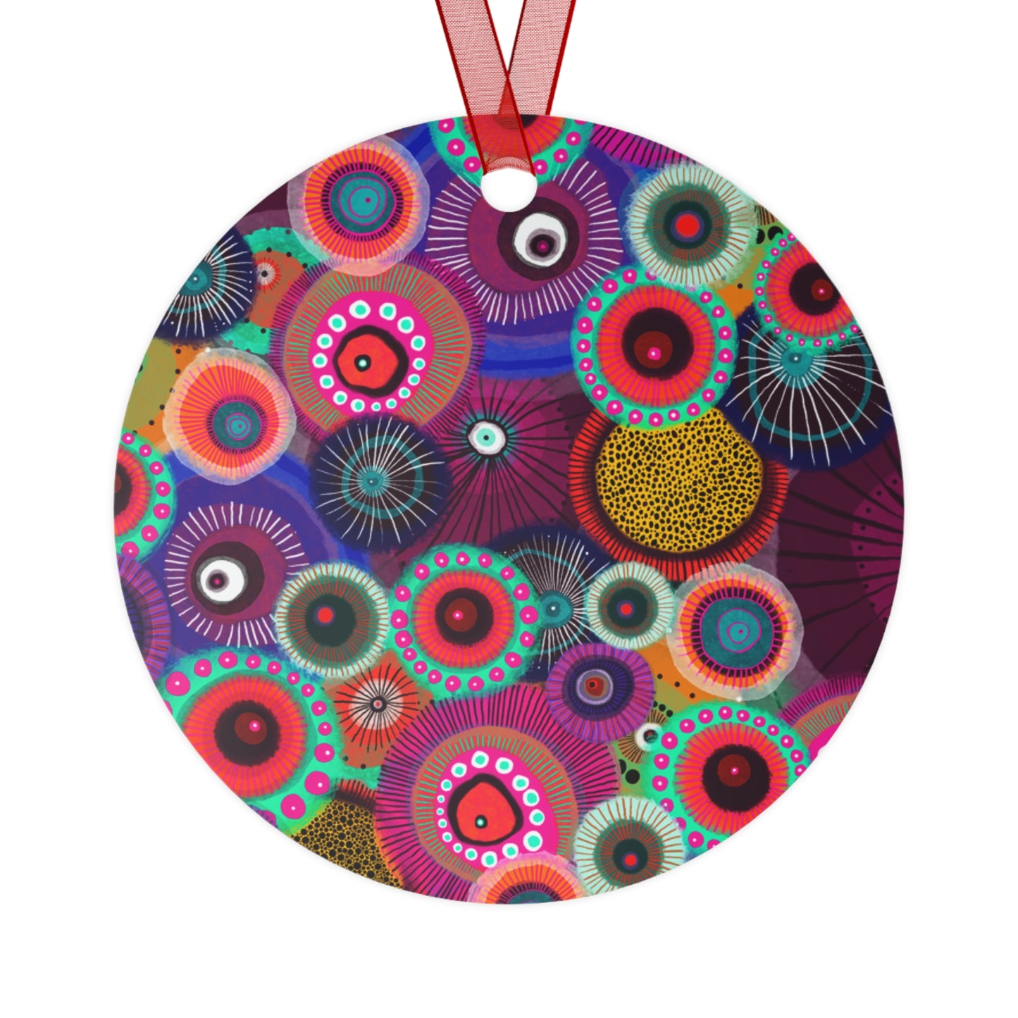 Jessica Wood Artist Floral Metal Holiday Ornament