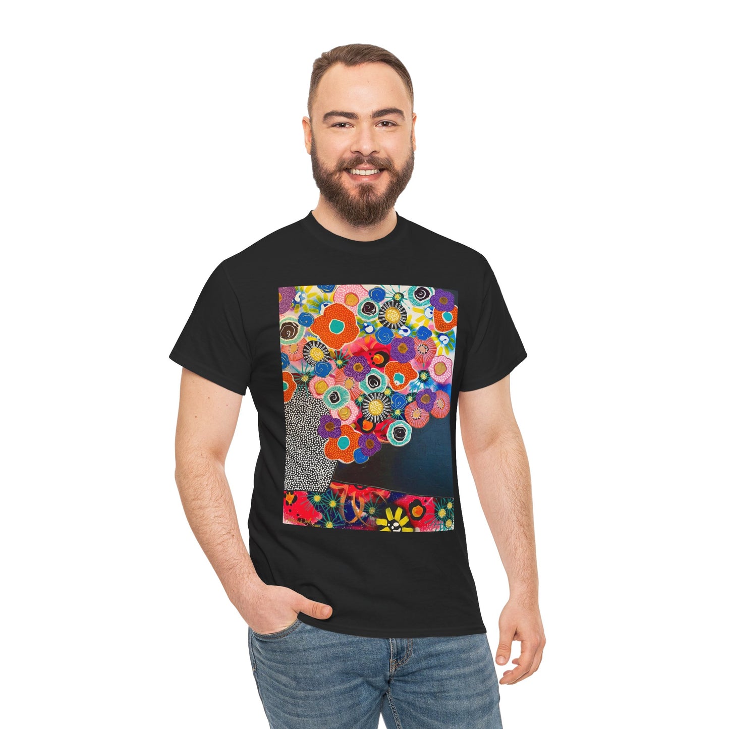 Floral Still Life Tee by Jessica Wood Artist - Unisex Heavy Cotton T-Shirt