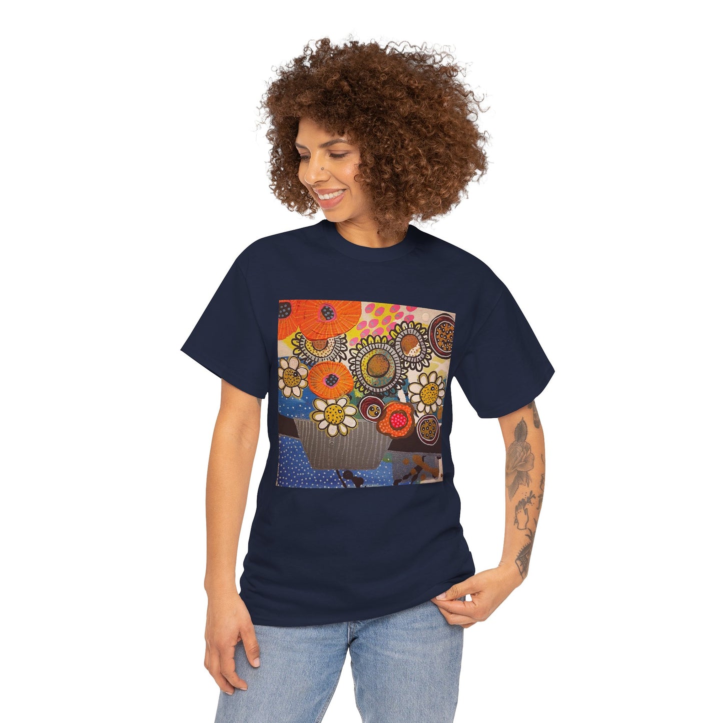 Floral Still Life Tee by Jessica Wood Artist - Unisex Heavy Cotton T-Shirt