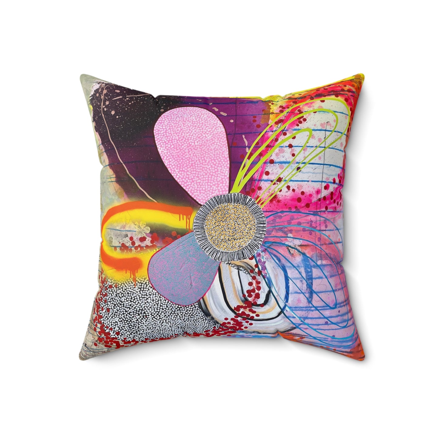 Jessica Wood Artist, Abstract Floral, Double Sided, Faux Suede Square Pillow