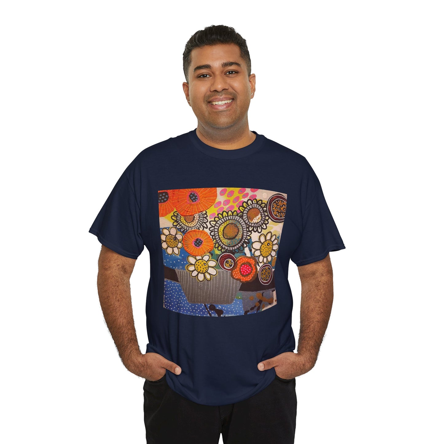 Floral Still Life Tee by Jessica Wood Artist - Unisex Heavy Cotton T-Shirt