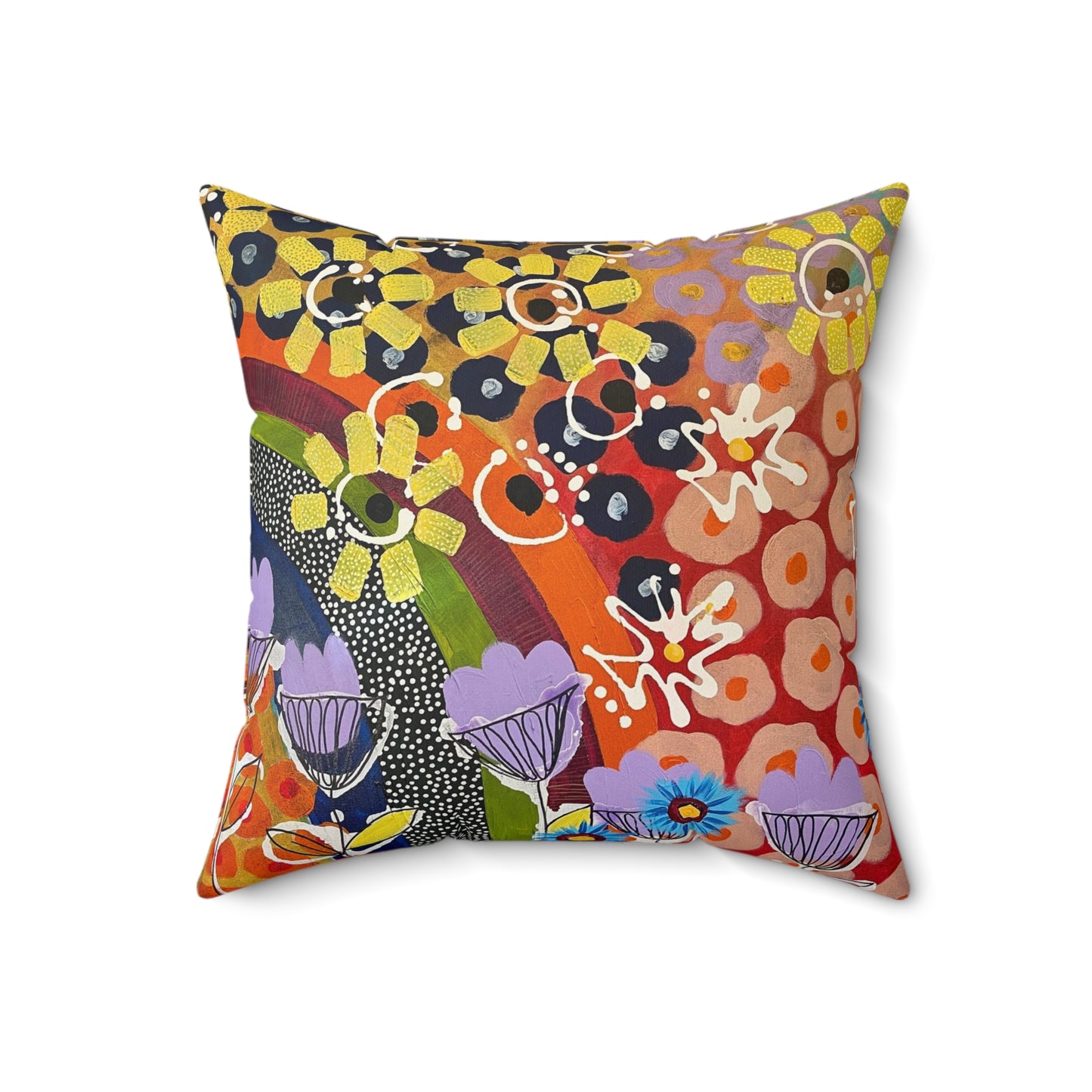 Jessica Wood Artist, Abstract Floral, Double Sided, Faux Suede Square Pillow