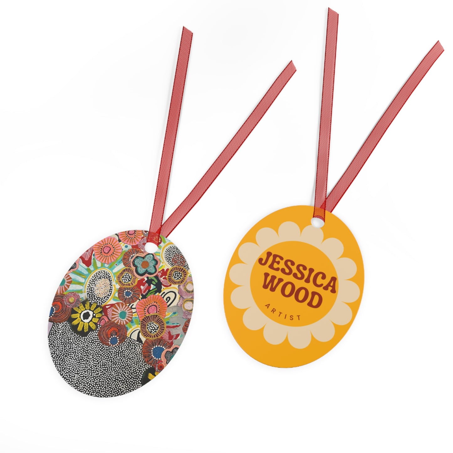 Jessica Wood Artist Floral Metal Holiday Ornament