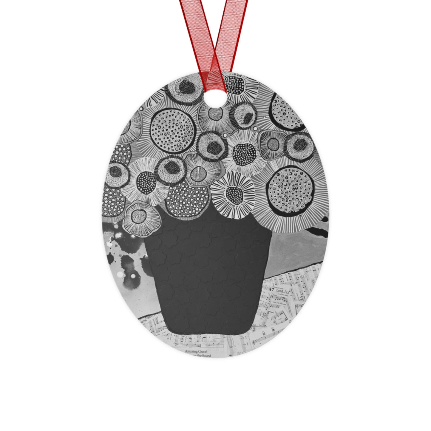 Jessica Wood Artist Floral Metal Holiday Ornament