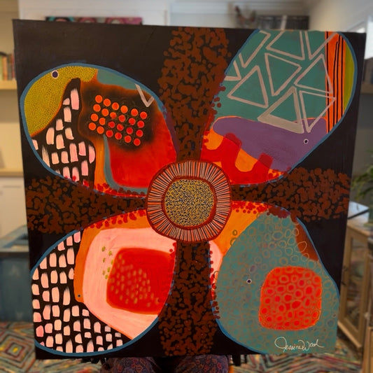 Floral Explosion - 36"x36" Mixed Media on Canvas