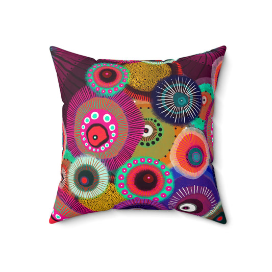Abstract Floral, Double Sided, Faux Suede Square Pillow