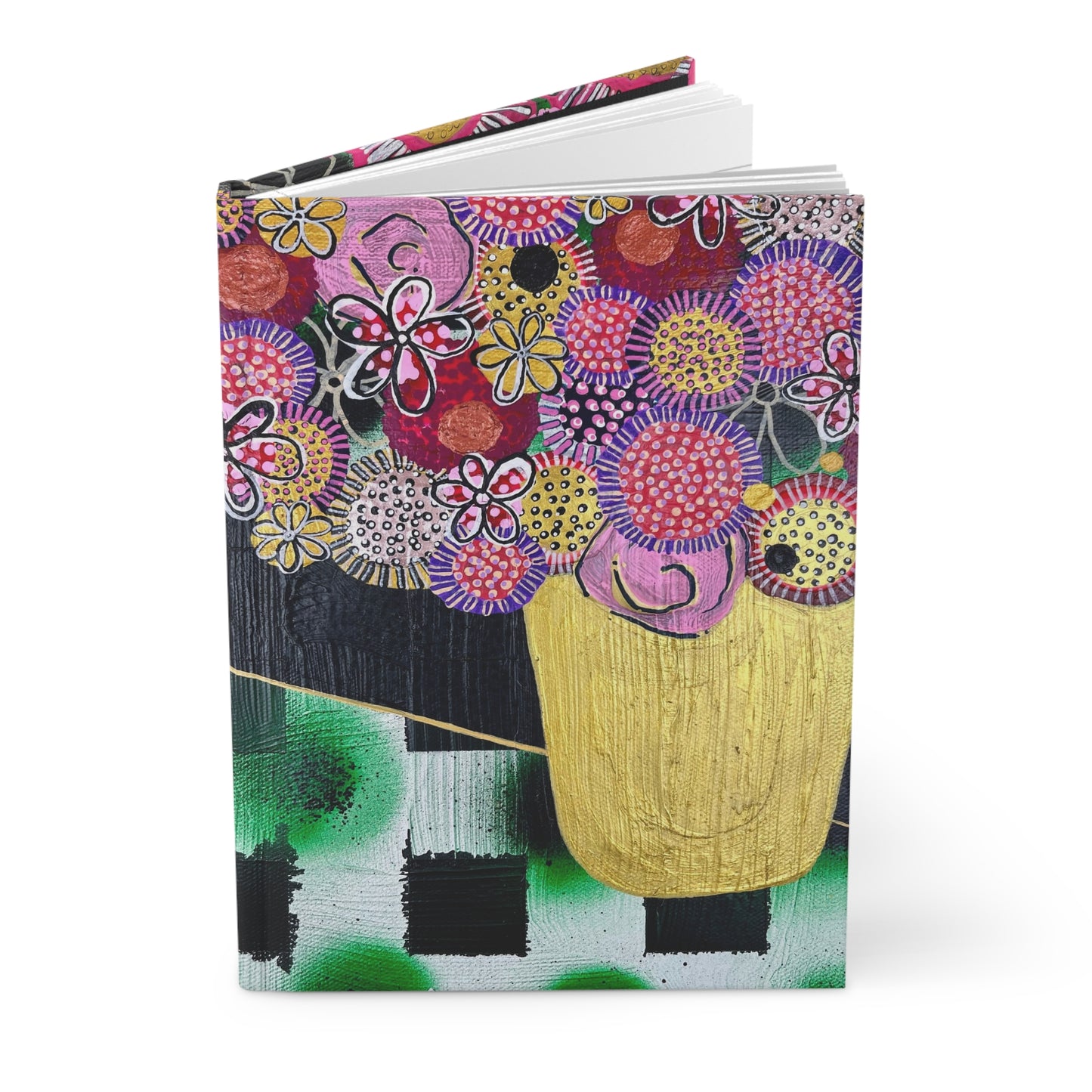 Modern Floral Hardcover Journal — Colorful Abstract Flower Art Notebook