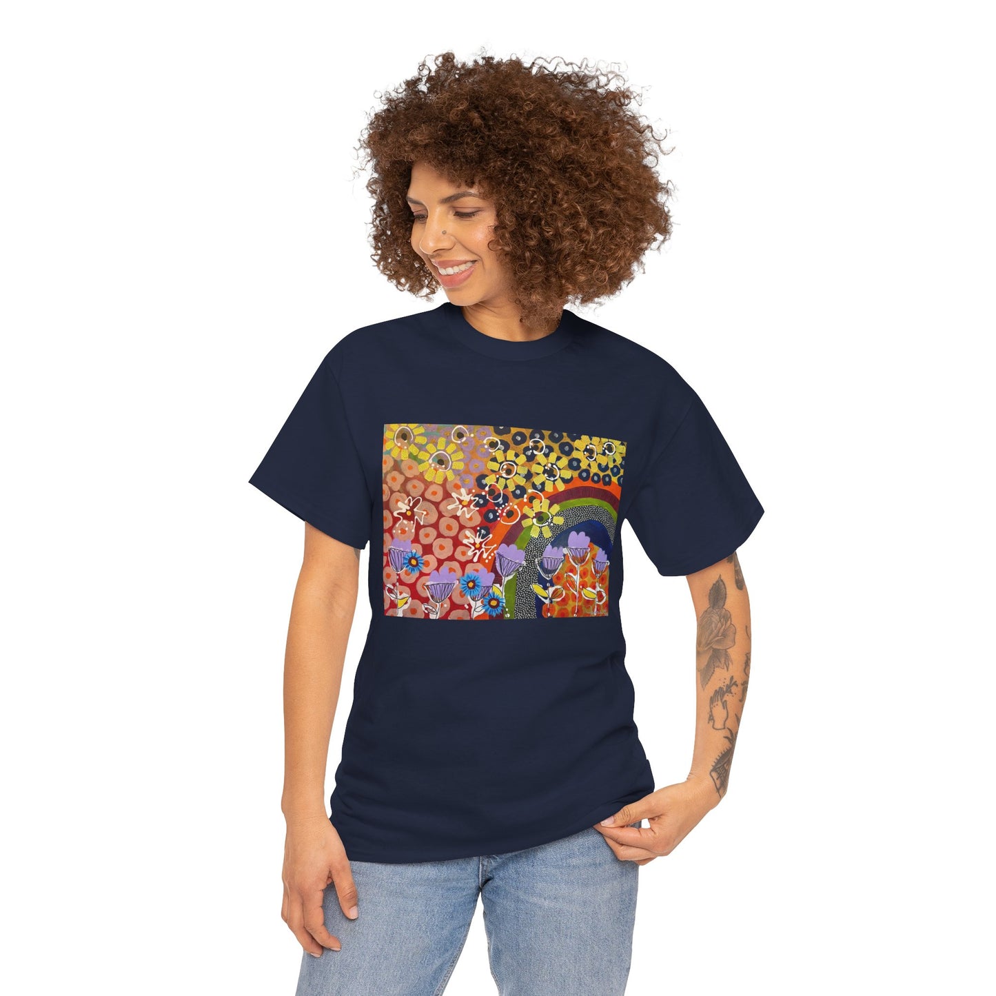 Floral Pride Tee by Jessica Wood Artist - Unisex Heavy Cotton T-Shirt