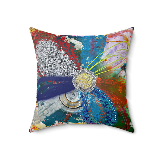 Jessica Wood Artist, Abstract Floral, Double Sided, Faux Suede Square Pillow