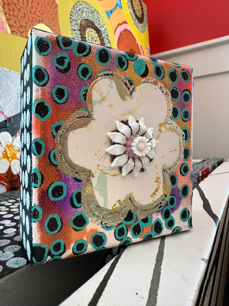 You Glow Girl - 4"x4" Original Mixed Media Artwork on Canvas