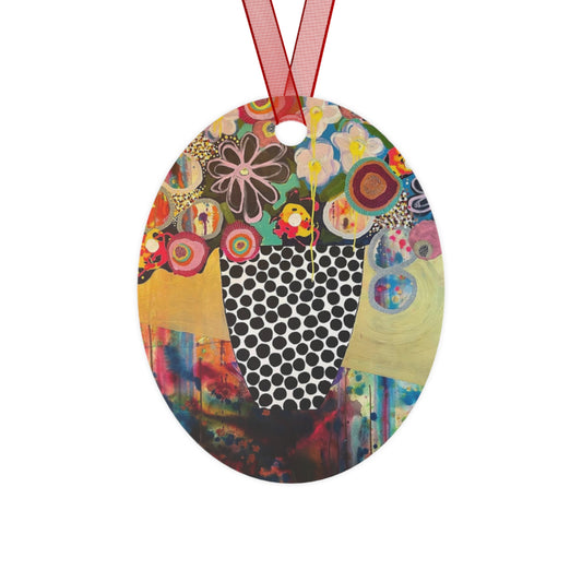 Jessica Wood Artist Floral Metal Holiday Ornament