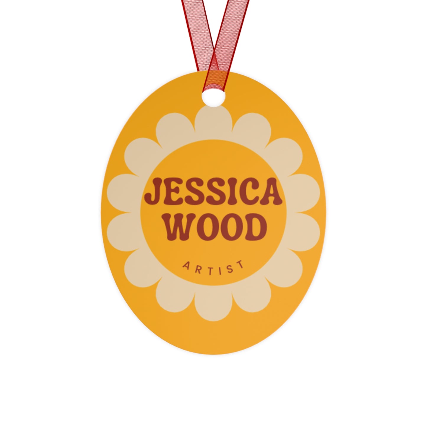 Jessica Wood Artist Floral Metal Holiday Ornament