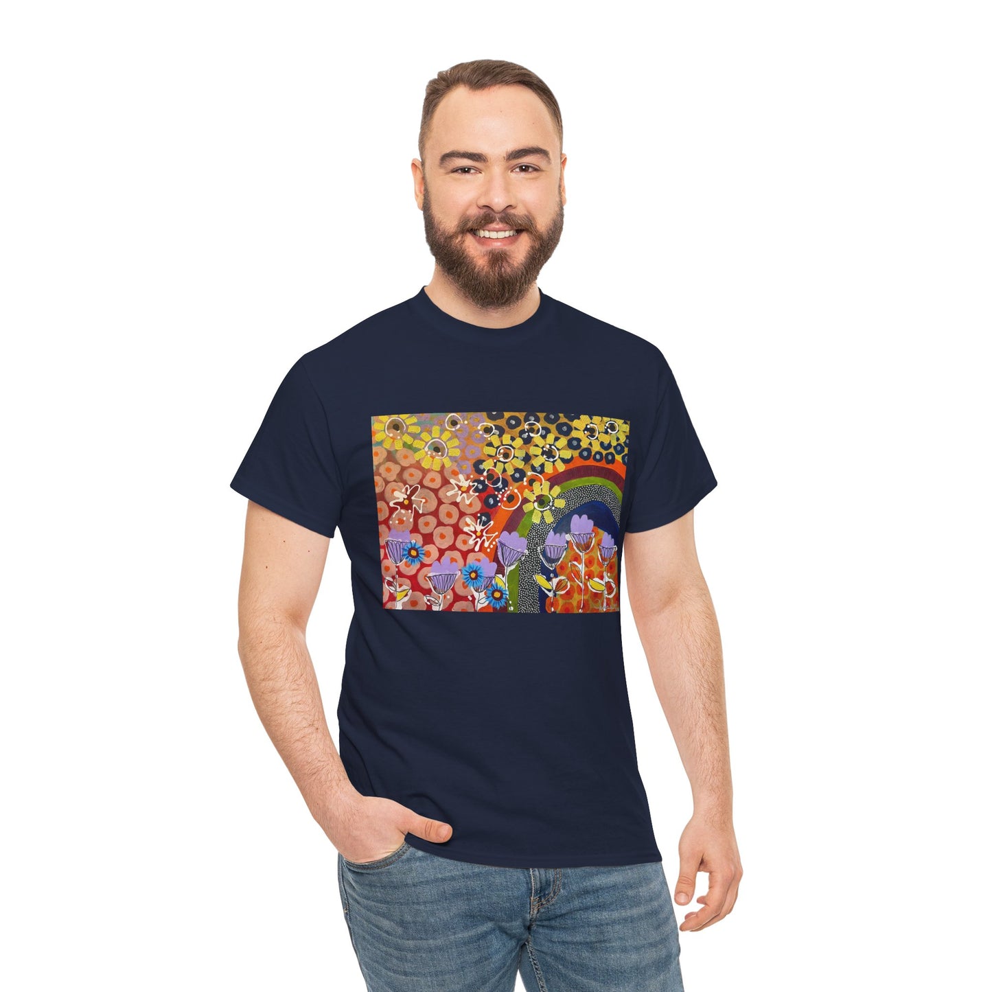 Floral Pride Tee by Jessica Wood Artist - Unisex Heavy Cotton T-Shirt