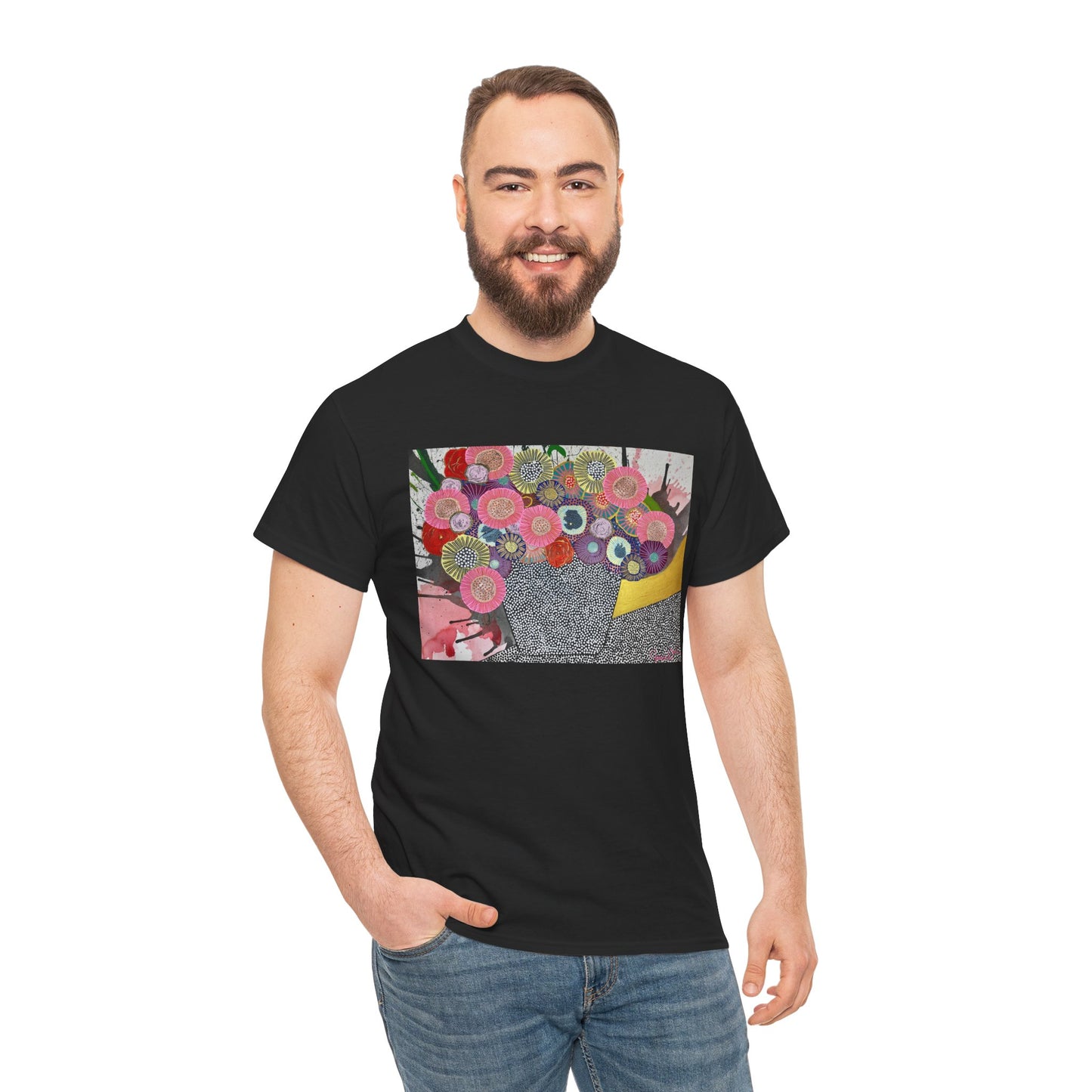 Floral Still Life Tee by Jessica Wood Artist - Unisex Heavy Cotton T-Shirt