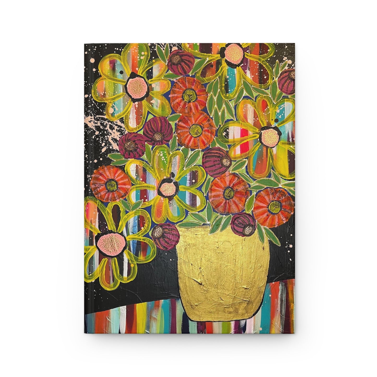 Modern Floral Hardcover Journal — Colorful Abstract Flower Art Notebook