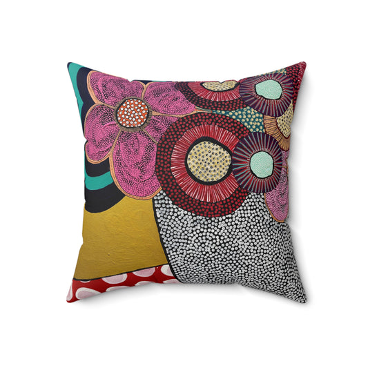 Jessica Wood Artist, Abstract Floral, Double Sided, Faux Suede Square Pillow