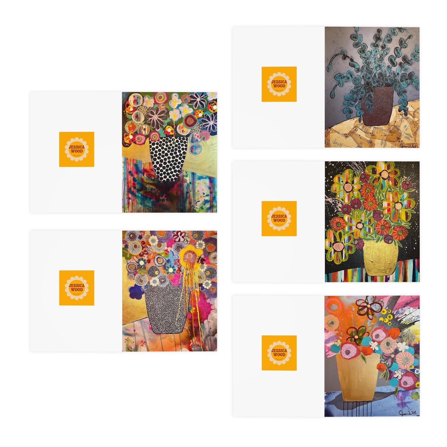 Jessica Wood Artist Greeting Cards Set (5-Pack)