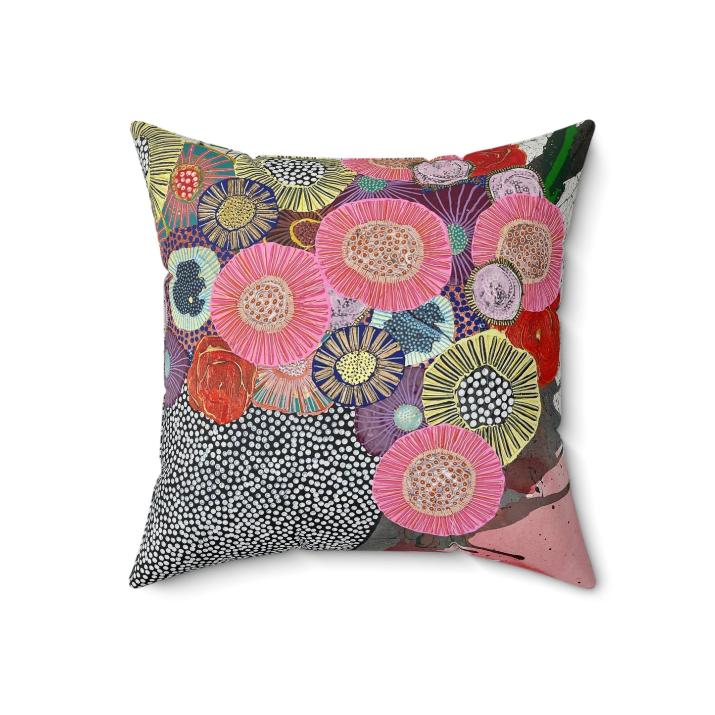 Jessica Wood Artist, Abstract Floral, Double Sided, Faux Suede Square Pillow