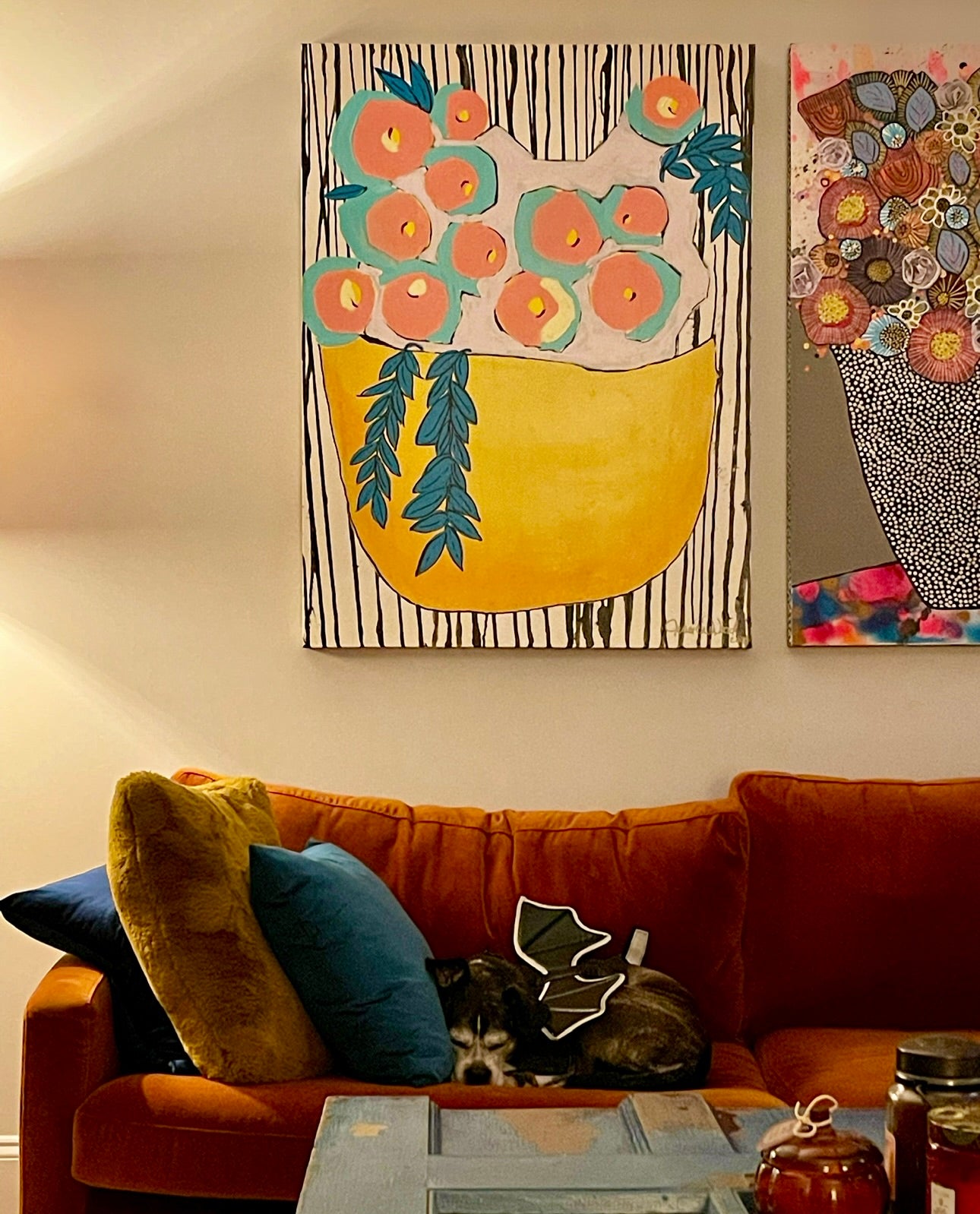 Floral Still Life 30"x40" Original Mixed Media Painting on Canvas