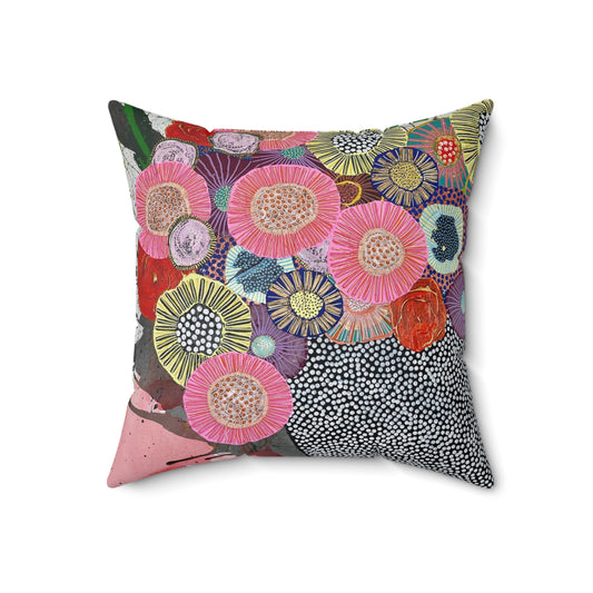 Jessica Wood Artist, Abstract Floral, Double Sided, Faux Suede Square Pillow